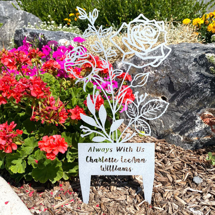 Flower Bouquet Stake - Metal Cutout Memorial Stake for Loved Ones