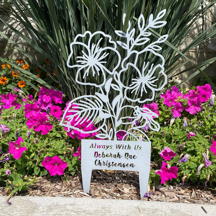 Flower Bouquet Stake - Metal Cutout Memorial Stake for Loved Ones