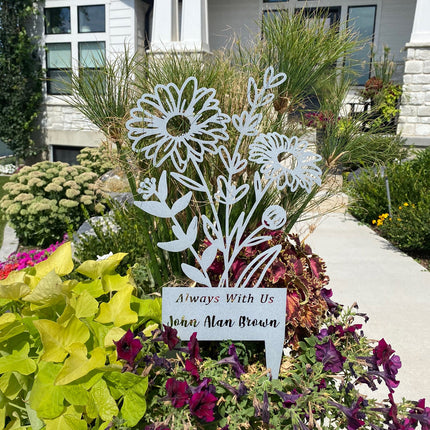 Flower Bouquet Stake - Metal Cutout Memorial Stake for Loved Ones