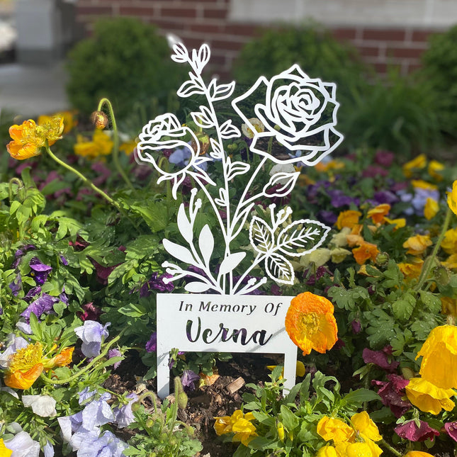 Flower Bouquet Stake - Metal Cutout Memorial Stake for Loved Ones