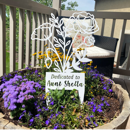 Flower Bouquet Stake - Metal Cutout Memorial Stake for Loved Ones