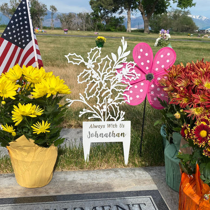 Flower Bouquet Stake - Metal Cutout Memorial Stake for Loved Ones