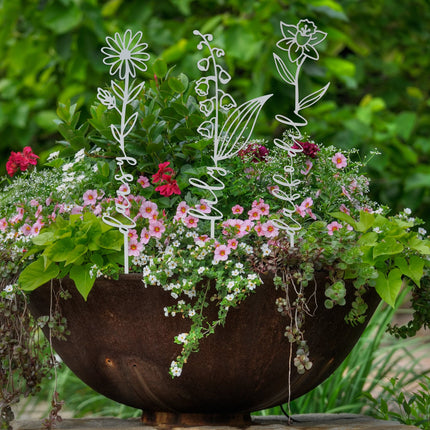 Flower Pick- Set of 3 Metal Flowers