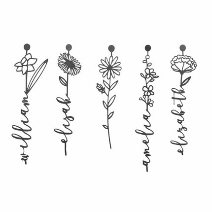Our Family Garden - Personalized Birth Month Flowers Family Name Sign