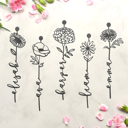 Our Family Garden - Personalized Birth Month Flowers Family Name Sign