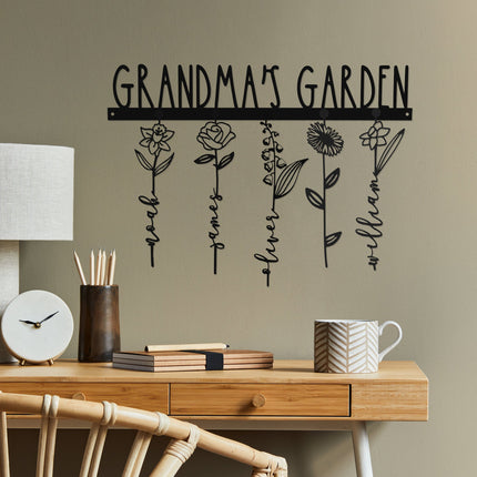 Our Family Garden - Personalized Birth Month Flowers Family Name Sign