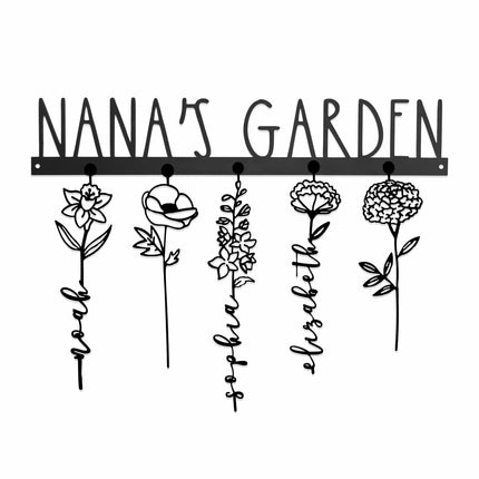Our Family Garden - Personalized Birth Month Flowers Family Name Sign