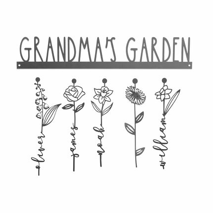 Our Family Garden - Personalized Birth Month Flowers Family Name Sign