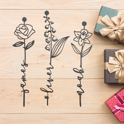 Our Family Garden - Personalized Birth Month Flowers Family Name Sign