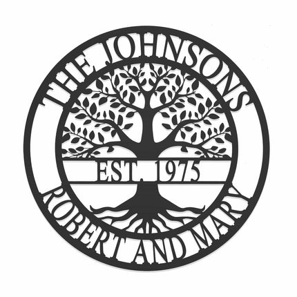Established Family Tree Name Sign - Last Name Signs for Home
