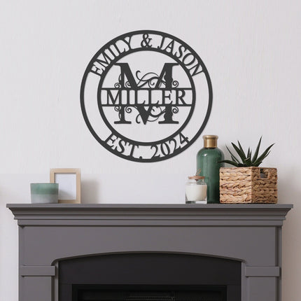 Split Letter Metal Family Sign Monogram - Monogram Wedding Decorations Metal Wall Decor Family Wall Decor