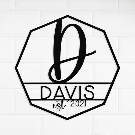 Ashton Monogram - 2 Sizes - Personalized Last Name Metal Signs