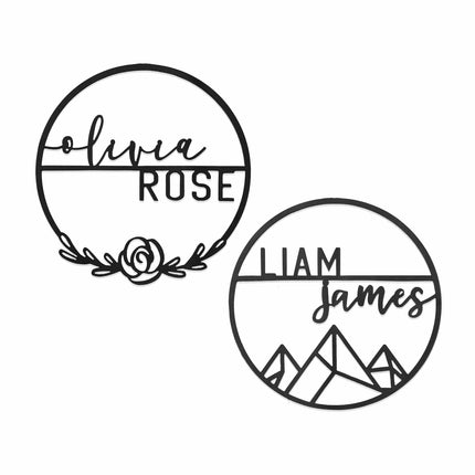 Mountain Rose Sign Collection - Circle Sign with First and Last Name