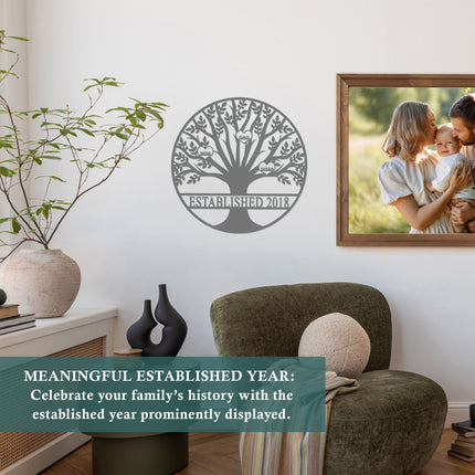 Tree of Life Personalized Family Tree Metal Sign with Hearts