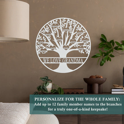 Tree of Life Personalized Family Tree Metal Sign with Hearts