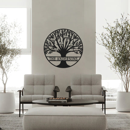 Tree of Life Personalized Family Tree Metal Sign with Hearts