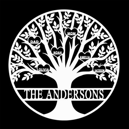 Tree of Life Personalized Family Tree Metal Sign with Hearts