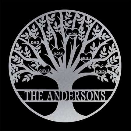 Tree of Life Personalized Family Tree Metal Sign with Hearts
