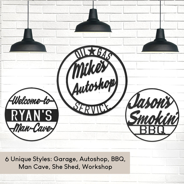 Vintage Circle Signs  - Personalized Decorative Garage or Workshop Sign