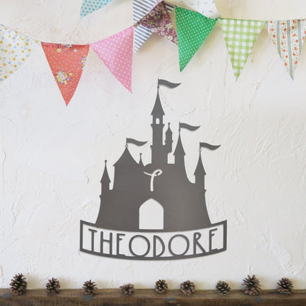 Mouse Ears and Castle Monogram - Personalized Name Sign For Kids Room