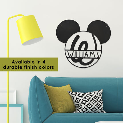 Mouse Ears and Castle Monogram - Personalized Name Sign For Kids Room