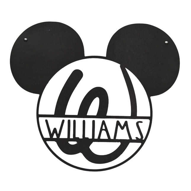 Mouse Ears and Castle Monogram - Personalized Name Sign For Kids Room