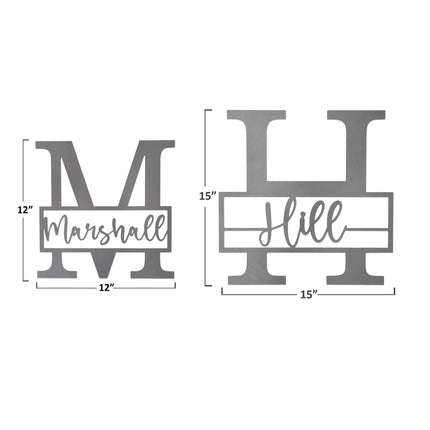 Script Letter Monogram  - 2 Sizes -  Personalized Metal Family Monogram Last Name Sign