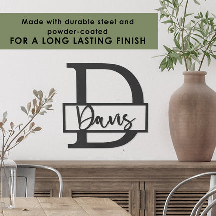 Script Letter Monogram  - 2 Sizes -  Personalized Metal Family Monogram Last Name Sign