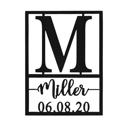 Weston Name and Date Monogram - 2 Sizes - Custom Metal Rectangle Monogram with Name and Date Sign