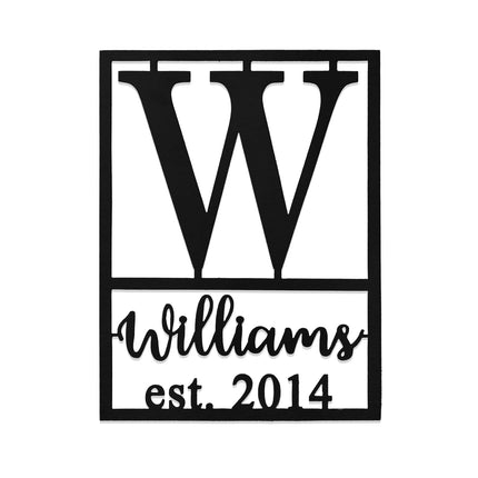 Weston Name and Date Monogram - 2 Sizes - Custom Metal Rectangle Monogram with Name and Date Sign