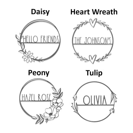 Personalized Family Custom Name Wall Sign for Wreath
