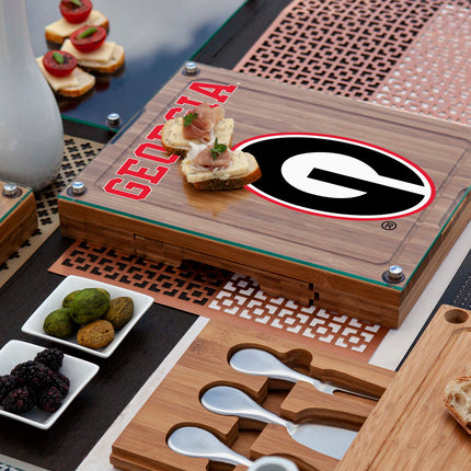 Georgia Bulldogs - Concerto Glass Top Cheese Cutting Board & Tools Set