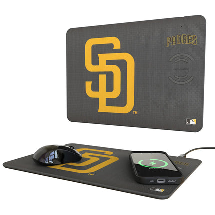 San Diego Padres Linen 15-Watt Wireless Charger and Mouse Pad