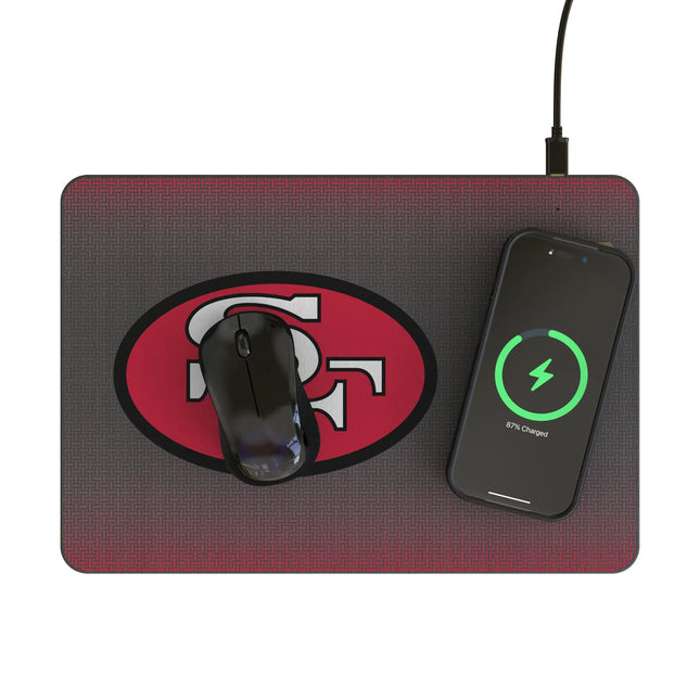 San Francisco 49ers Historic Collection Linen 15-Watt Wireless Charger and Mouse Pad