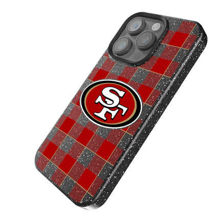 San Francisco 49ers Plaid Black Bling Phone Case for Apple iPhone