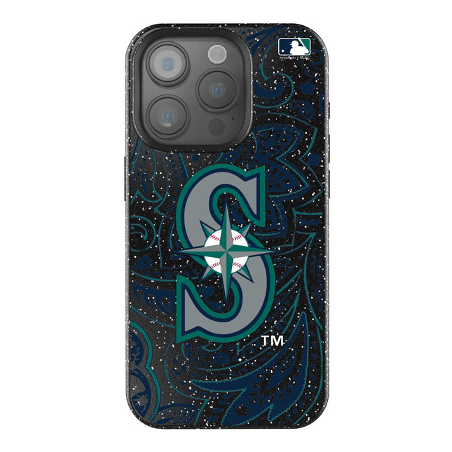 Seattle Mariners Paisley Black Bling Phone Case for Apple iPhone