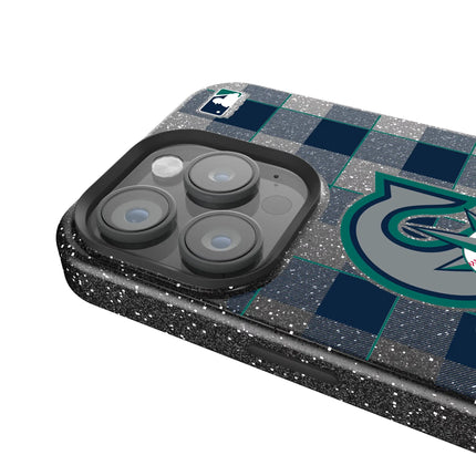 Seattle Mariners Plaid Black Bling Phone Case for Apple iPhone