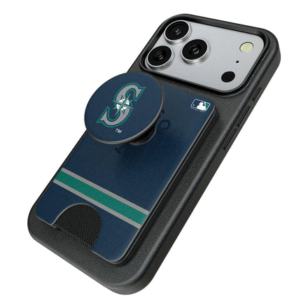 Seattle Mariners Stripe PopSockets MagSafe-Compatible PopWallet+