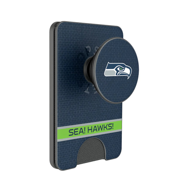 Seattle Seahawks Endzone Solid PopSockets MagSafe-Compatible PopWallet+