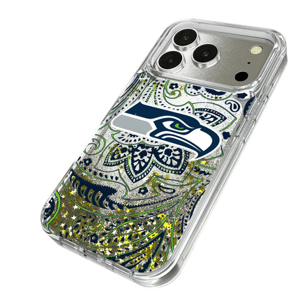Seattle Seahawks Paisley Glitter Phone Case for Apple iPhone