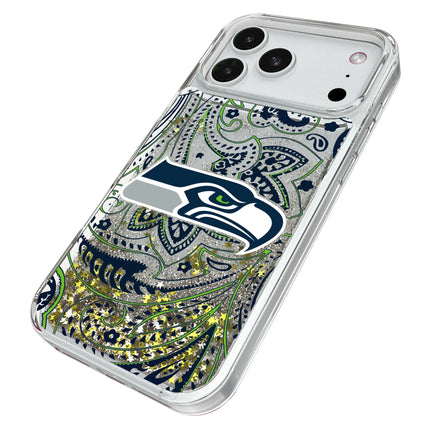 Seattle Seahawks Paisley Glitter Phone Case for Apple iPhone