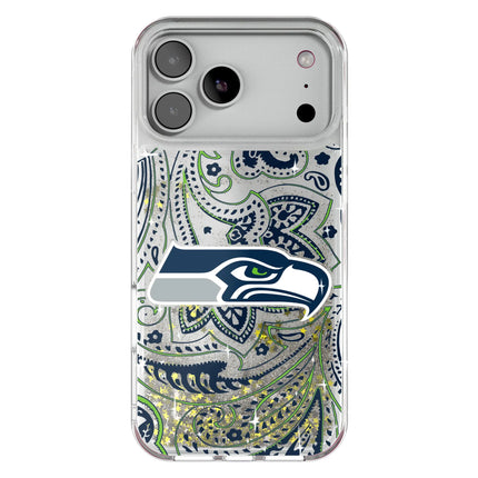 Seattle Seahawks Paisley Glitter Phone Case for Apple iPhone