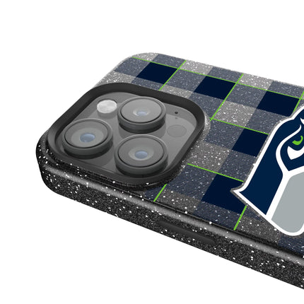 Seattle Seahawks Plaid Black Bling Phone Case for Apple iPhone