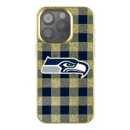 Seattle Seahawks Plaid Bling Phone Case for Apple iPhone