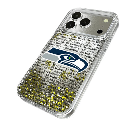 Seattle Seahawks Text Backdrop Glitter Phone Case for Apple iPhone