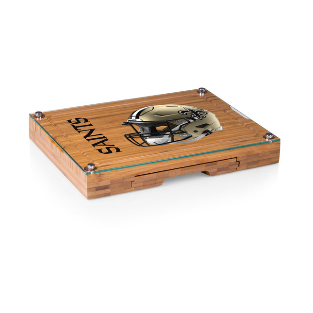 New Orleans Saints - Concerto Glass Top Cheese Cutting Board & Tools Set