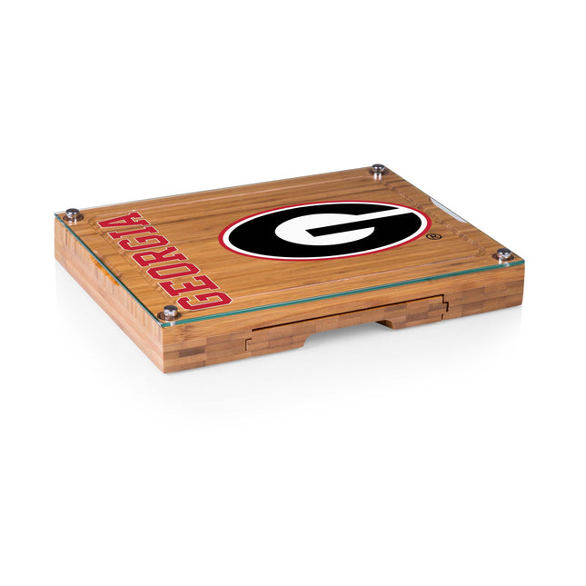 Georgia Bulldogs - Concerto Glass Top Cheese Cutting Board & Tools Set
