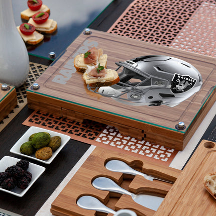 Las Vegas Raiders - Concerto Glass Top Cheese Cutting Board & Tools Set