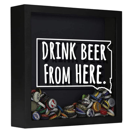 South Dakota Drink Beer From Here Beer Cap Shadow Box