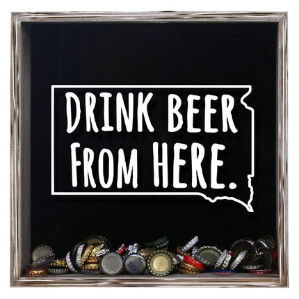 South Dakota Drink Beer From Here Beer Cap Shadow Box